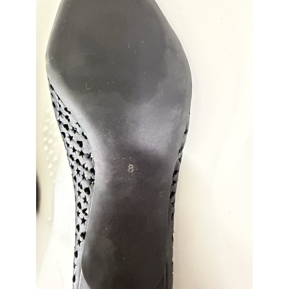 JEFFREY CAMPBELL Alter-Ego Kitten Heel Pump Black Laser-Cut Heart Star Sz 8 - Picture 7 of 13